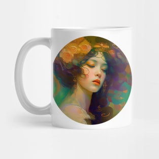 Vintage feminine Portrait , Abstract Girl painting,  pretty woman Mug